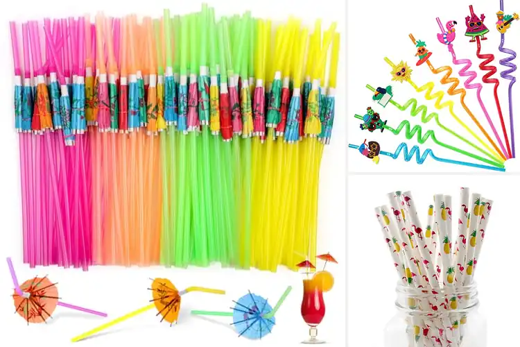 Detailed view of Best Hawaiian Themed Straws for Fun, Colorful Sips