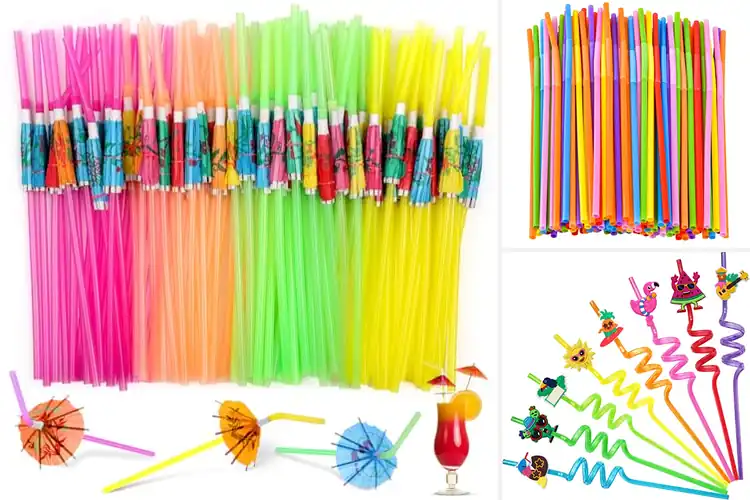Detailed view of Best Luau Straws for Fun, Colorful Sips