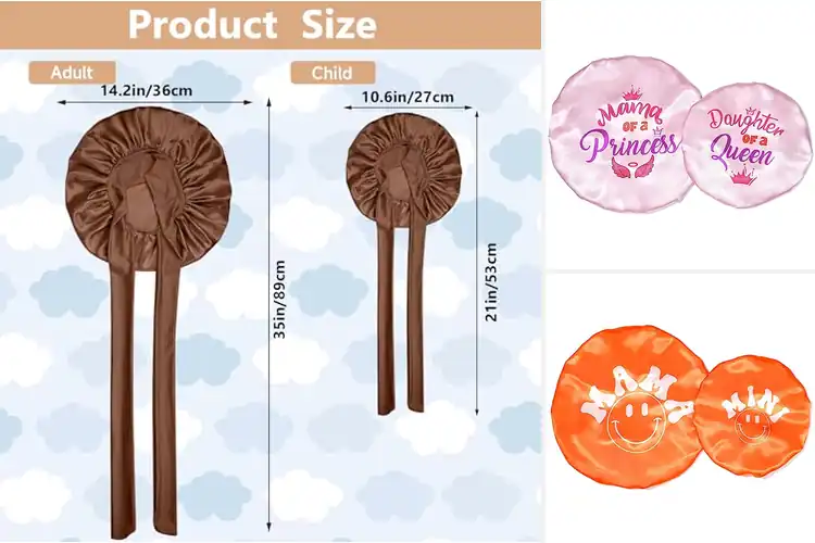 Detailed view of Best Mommy And Me Satin Bonnets