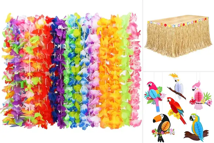 Detailed view of best tropical party decorations for a vibrant space