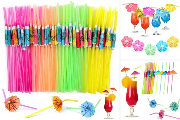 Detailed view of Best Tropical Umbrella Straws for Fun Drinks